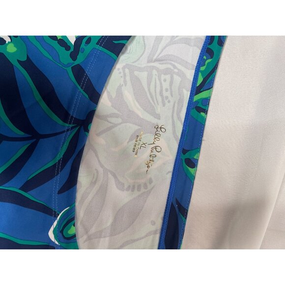 Lilly Pulitzer Blue & Green Tropical Print Maxi Dress With Gold Button XL - Picture 10 of 13